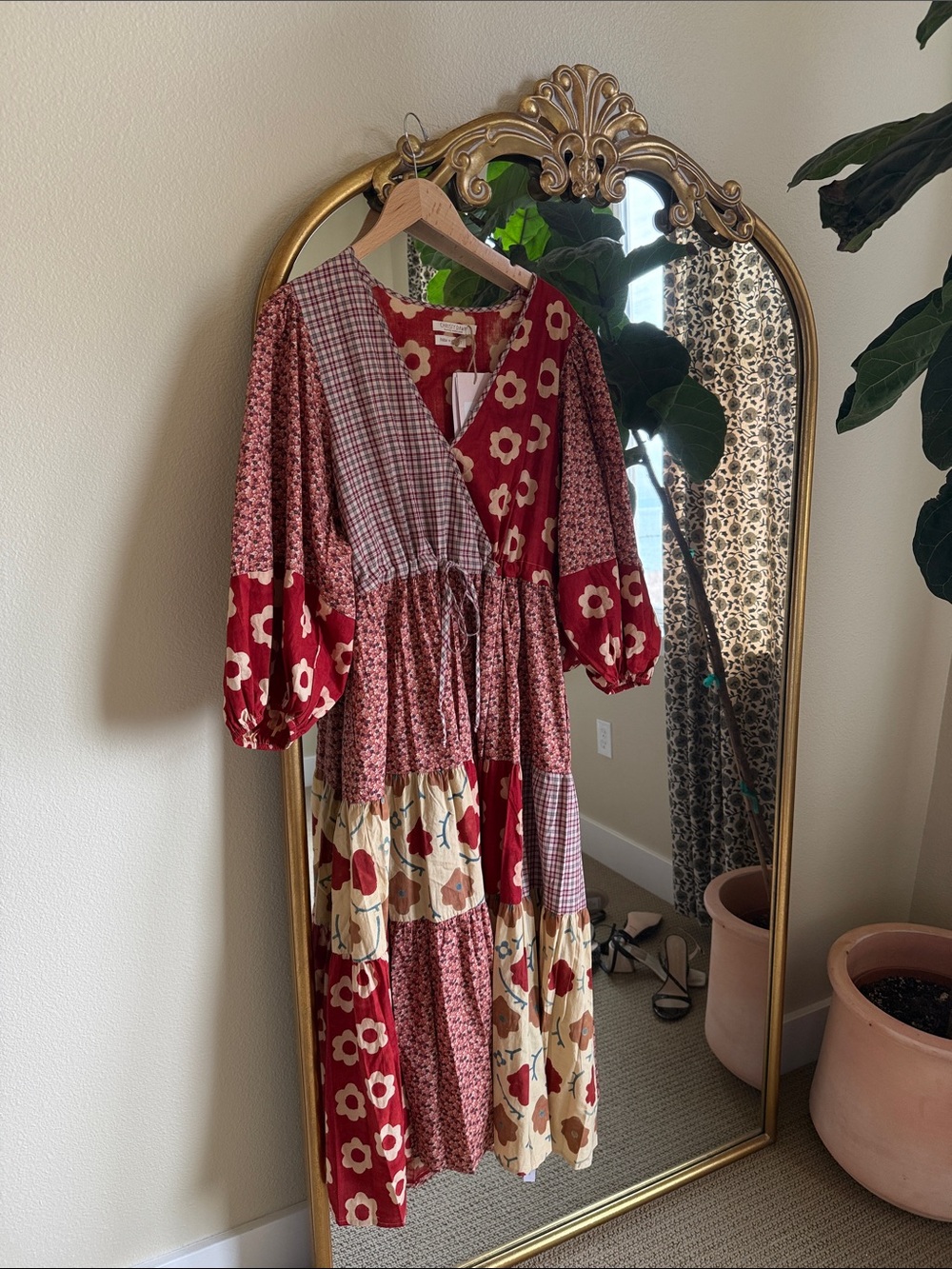 Christy Dawn Red Patchwork Maxi Dress